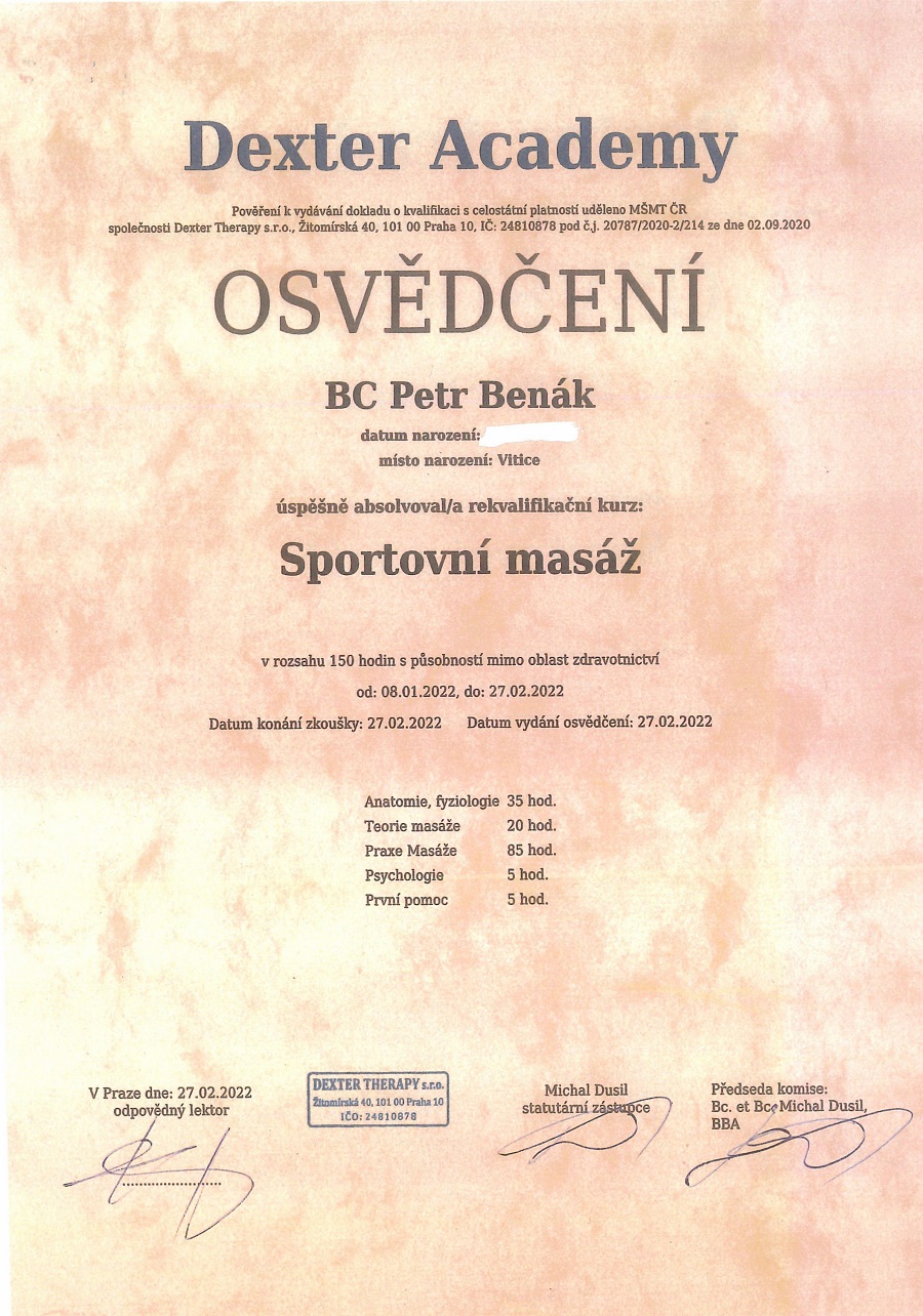 Osvědčení Dexter Academy
